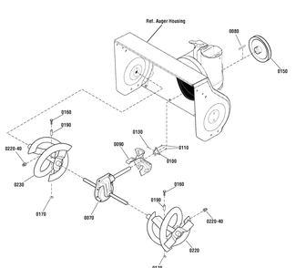 Auger Drive Group Diagram and Parts List for 1696054-CM741450S 2011 Briggs and Stratton Snow Blower